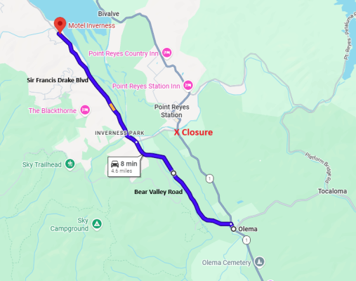 map showing road closure and alternate route